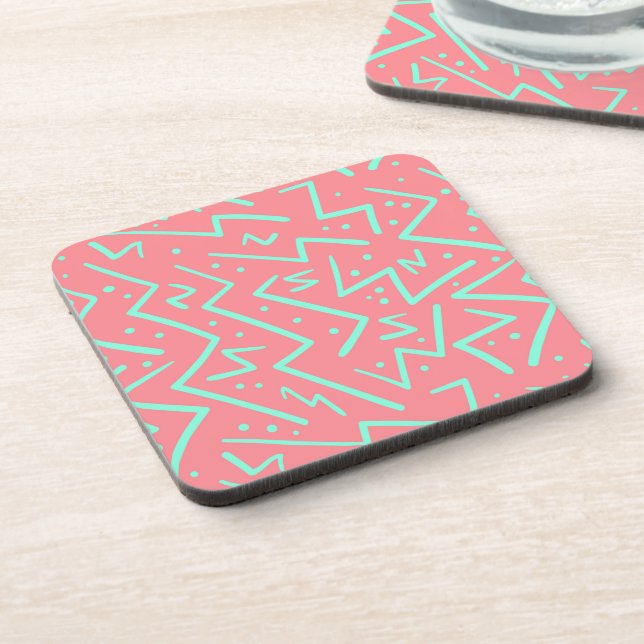 Porta-copo Design Psicodélico Retro Rosa e Verde (Left Side)