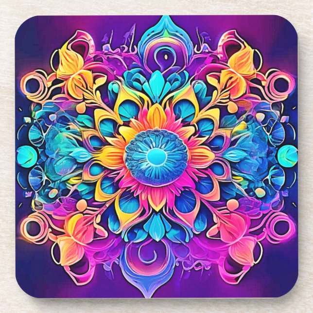 Porta-copo Design Psychedelic Mandala (Frente)