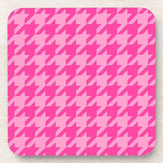 Porta-copo Design Xadrez Houndstooth Rosa Quente (Frente)