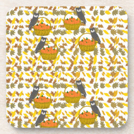 Porta-copo Dessous de Verre Hibou et Citrouilles d'Automne