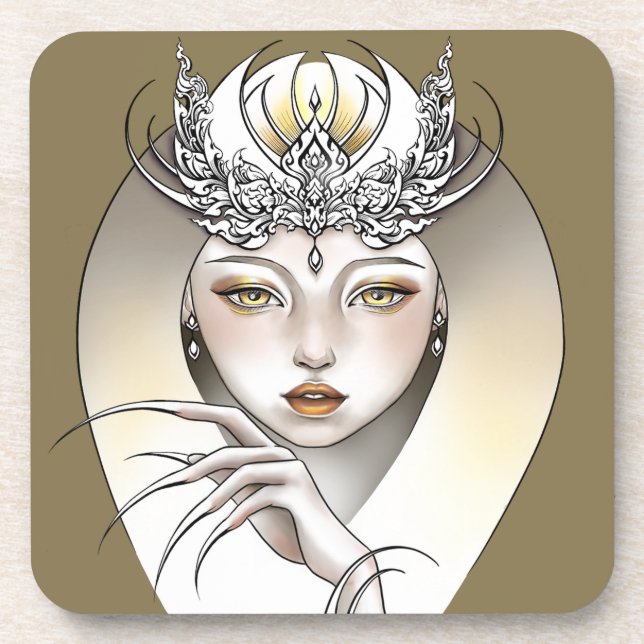 Porta-copo Dessous de verre plastique dur Déesse de la lune (Frente)