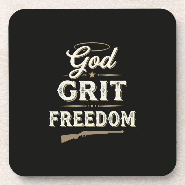Porta-copo Deus Grit e Liberdade Design Tático Ocidental Fé (Frente)