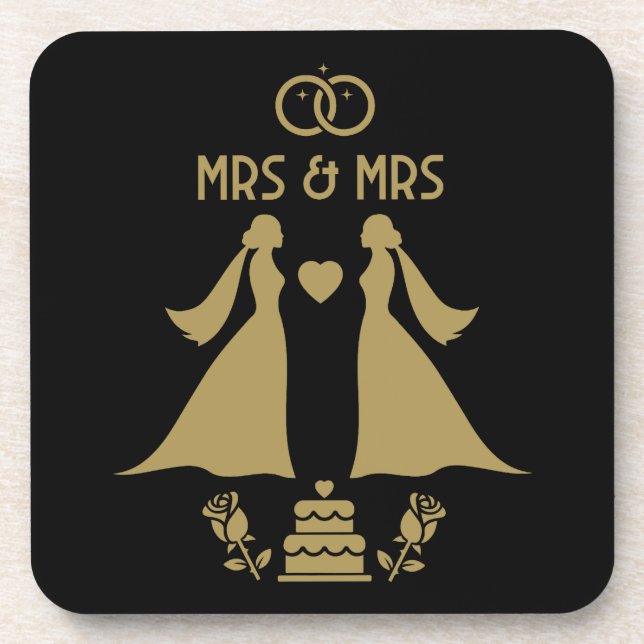 Porta-copo Dia de Casamento de Garotas Gays (Frente)
