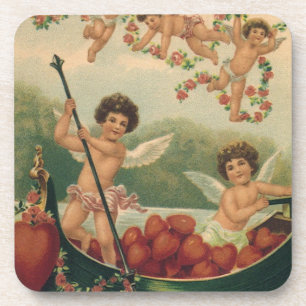 Porta-copo Dia dos Namorados Vintage, Querubins Vitorianos em