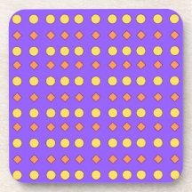 Diamantes Laranja e Círculos Amarelos em Roxo