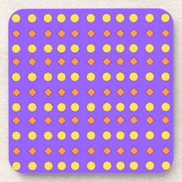 Porta-copo Diamantes Laranja e Círculos Amarelos em Roxo