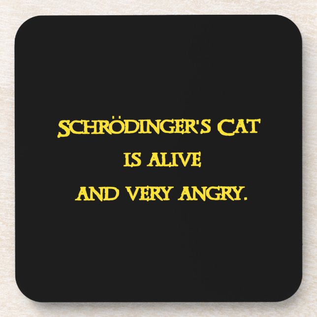 Porta-copo Dilema Quântico Divertido - O Gato de Schrödinger  (Frente)