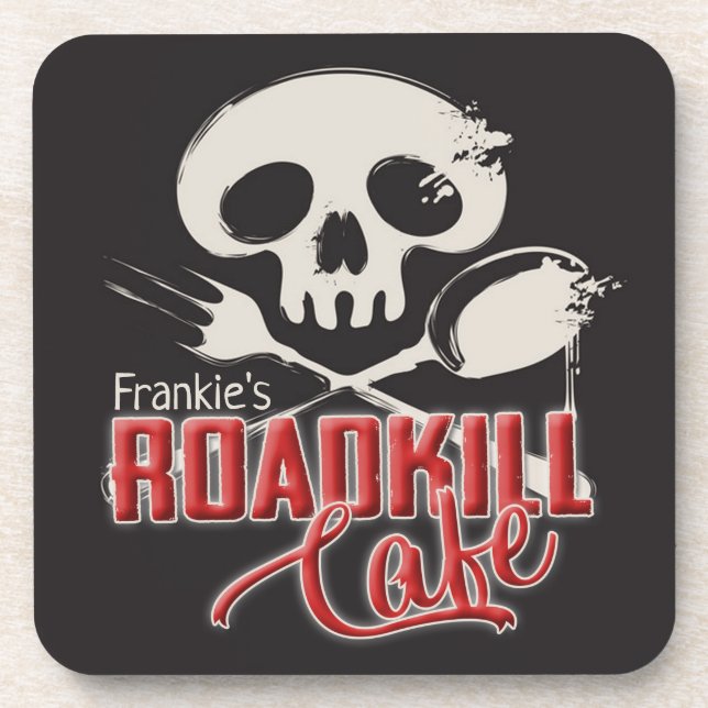 Porta-copo Diner do Café Cheeky Roadkill, NOME Personalizado (Frente)