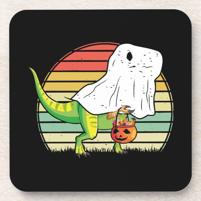 Porta-copo Dino Fantasma Engraçado Halloween (Frente)
