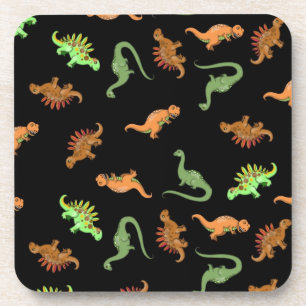 Porta-copo Dinossauros Fofos em Fundo Preto