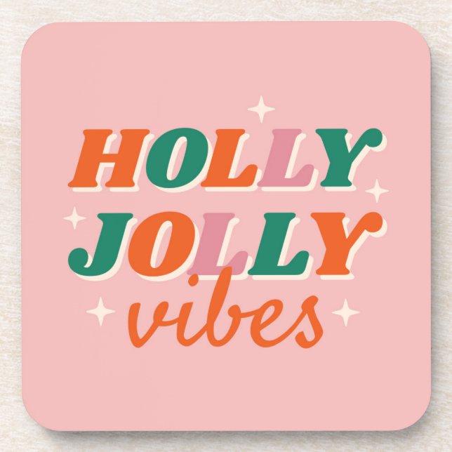 Porta-copo Diversão Holly Jolly Vibes Design de Natal (Frente)
