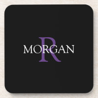 DIY Monograma & Nome, Texto Roxo e Branco, Preto