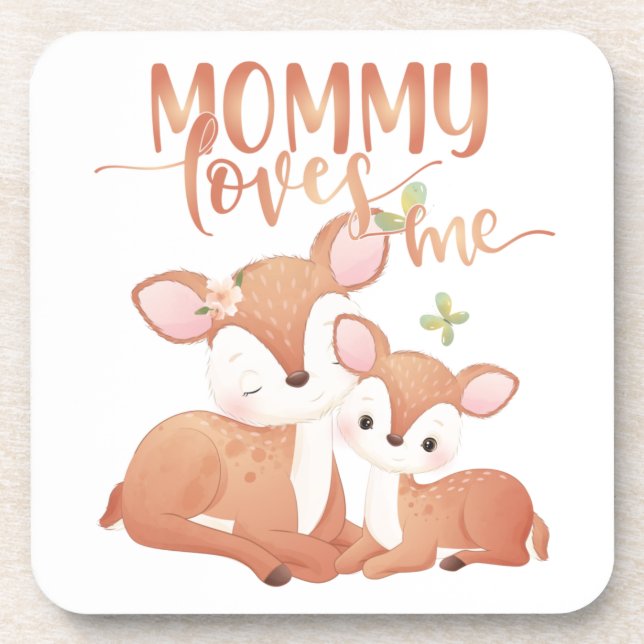 Porta-copo Doe Deer and Fawn Mamãe me ama (Frente)
