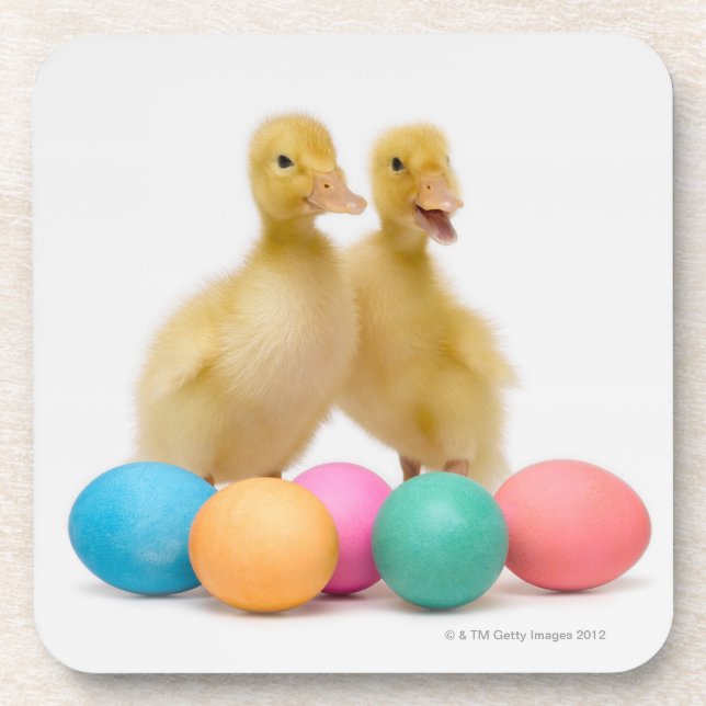 Porta-copo Dois patos com ovos da páscoa (Frente)