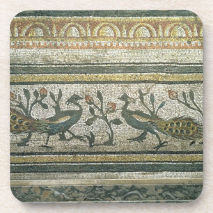 Porta-copo Dois pavões, detalhe decorativo da beira de um