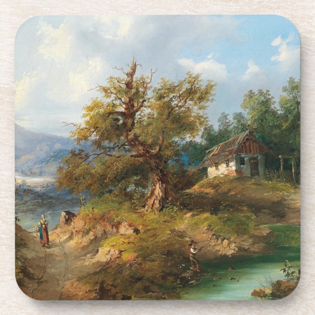 Porta-copo Dominik Schufried Uma Paisagem Montanhosa com... (Frente)