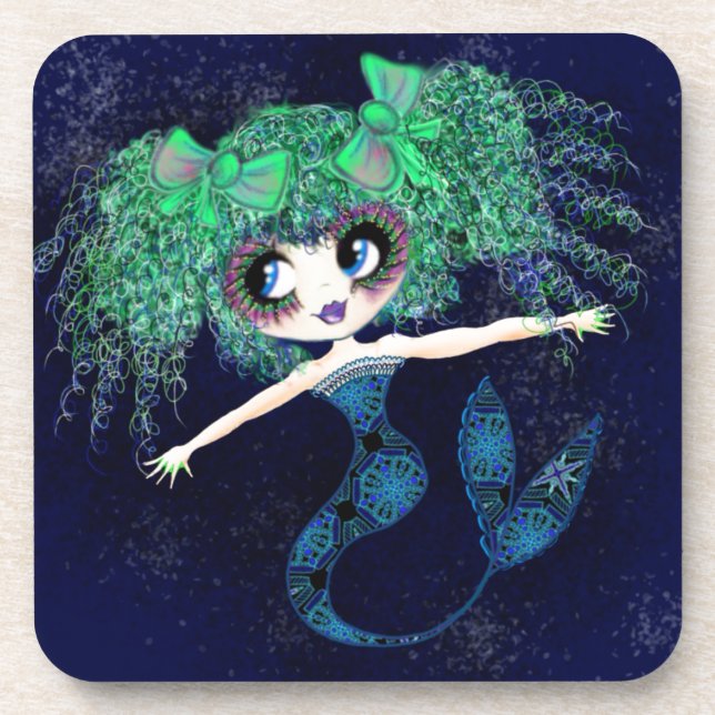 Porta-copo Dons femininos da Sereia Kawaii (Frente)