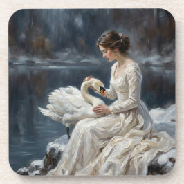 Porta-copo Donzela Cisne Romance Fantasia Arte Lago de Invern
