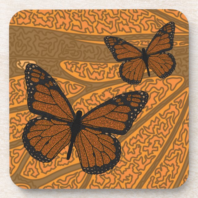 Porta-copo Doodled Monarch Square Coaster (Frente)