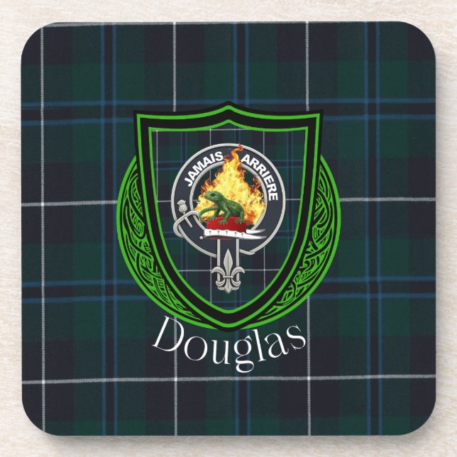 Porta-copo Douglas Scottish Clan Tartan & Crest (Frente)