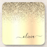 Porta-copo Dourada Glitter Girly Luxury Moderno Monograma Nom<br><div class="desc">Dourada Folha de Folha Metálica Brilhante Metálica Glitter Brutado Monograma de Metais de Nome Portas copos de Papel. Isso faz a formatura perfeita,  aniversário,  casamento,  chá de panela,  aniversário,  chá de fraldas ou presente de festa de solteira para alguém que ama luxo de vidro e estilos quíticos.</div>