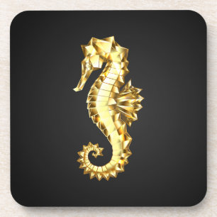 Porta-copo Dourado Cavalo de Mar Poligonal