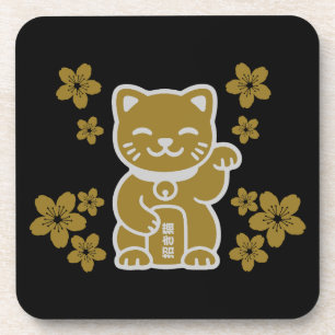 Porta-copo Dourado japonês Maneki-neko