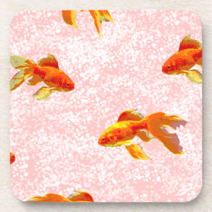 Porta-copo Dourado padrão de peixe rosa
