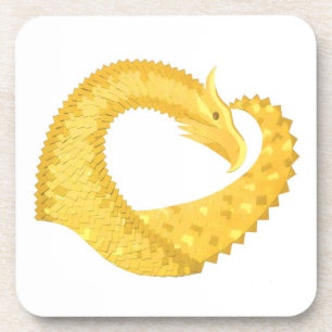 Porta-copo Dragão amarelo no branco