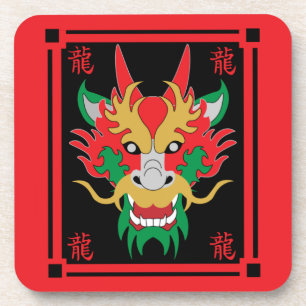 Porta-copo Dragão Chinês mascara arte asiática