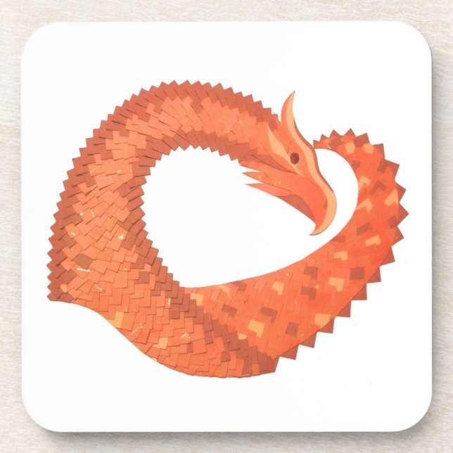 Porta-copo Dragão de coração laranja em branco (Frente)