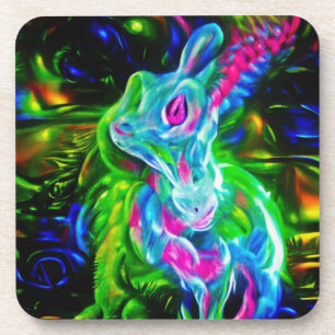 Porta-copo Dragão do Coelho Psicodélico em Neon Fantasy