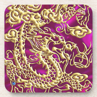 Porta-copo Dragão Dourado magenta Satin Impressão
