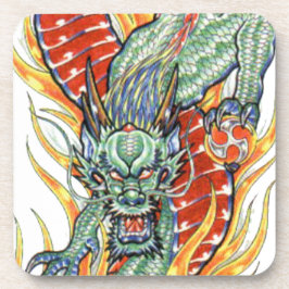 Porta-copo Dragão japonês e Flor de Lotus