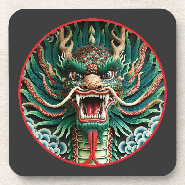 Porta-copo Dragão japonês e tradições xibudistas (Frente)