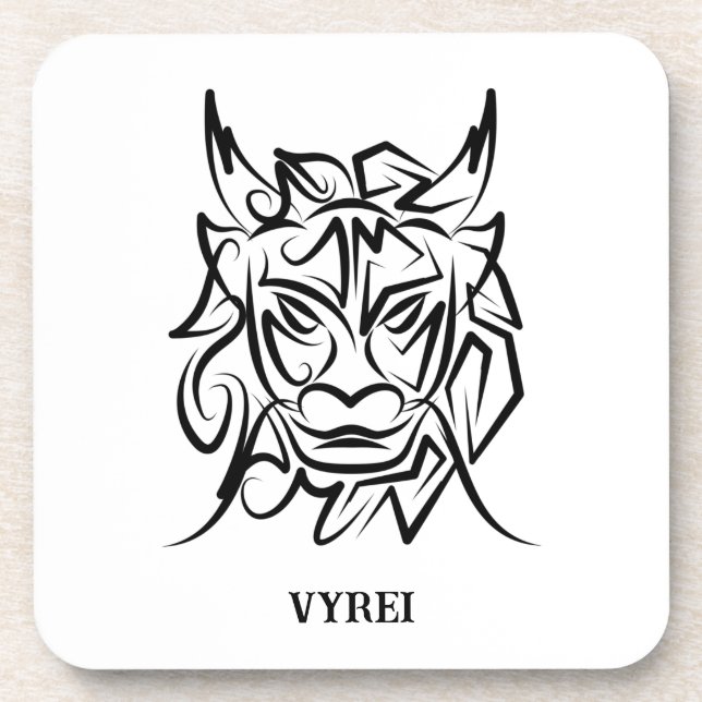 Porta-copo Dragão Tribal Negro e Branco (Frente)