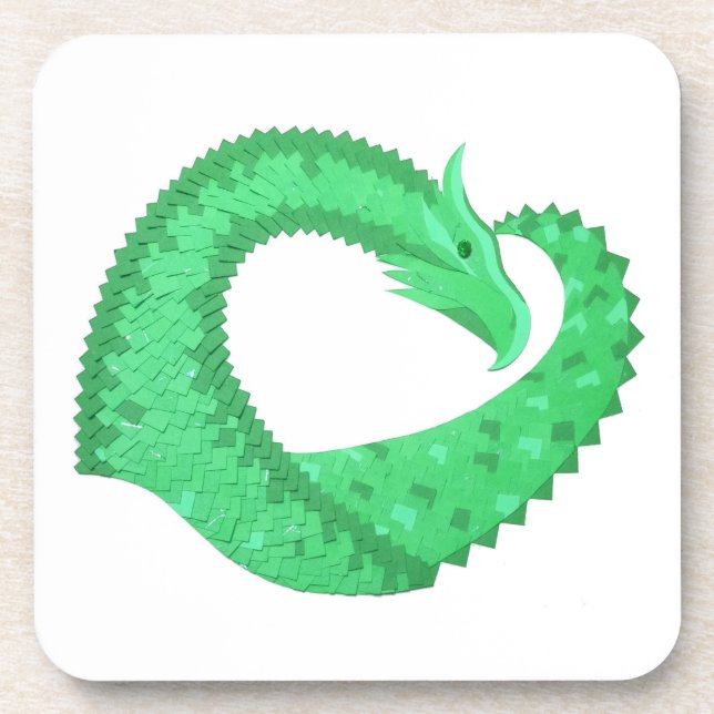 Porta-copo Dragão verde no branco (Frente)