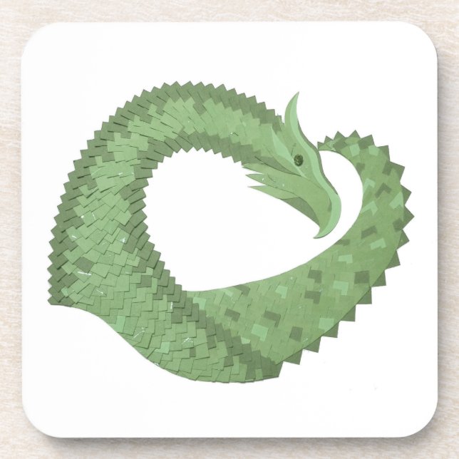 Porta-copo Dragão verde-oliva em branco (Frente)