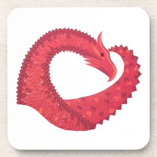 Porta-copo Dragão vermelho em branco
