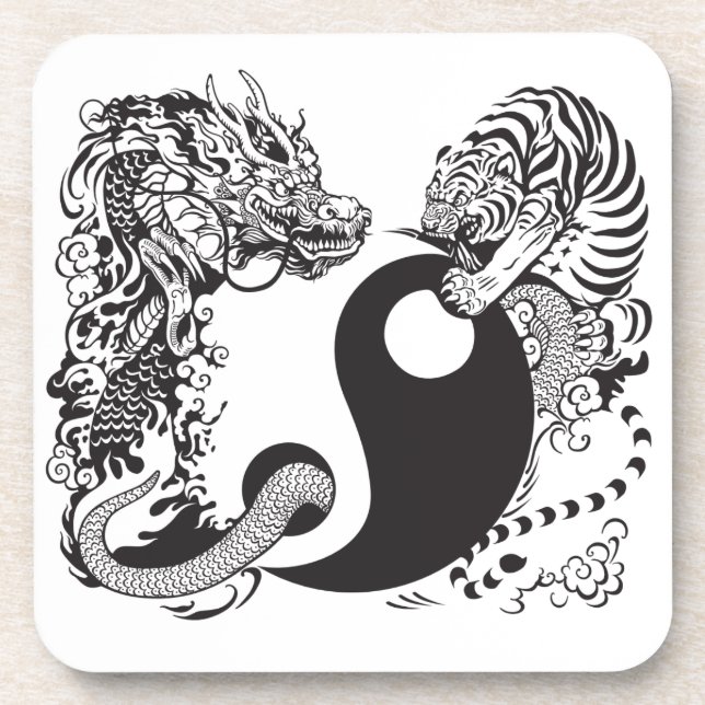Porta-copo dragon and tiger yin yang symbol (Frente)