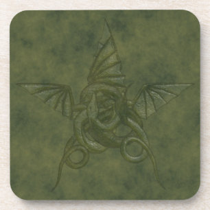 Porta-copo Dragon Star - Imagem de Couro Verde Emboscada