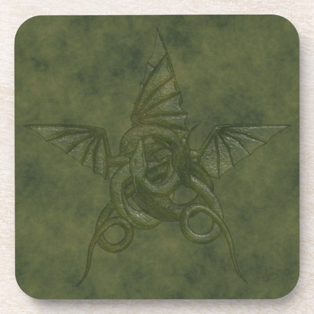 Porta-copo Dragon Star - Imagem de Couro Verde Emboscada (Frente)