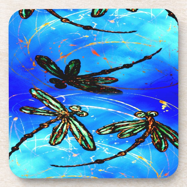 Porta-copo Dragonfly Flor Elétrico Azul (Frente)