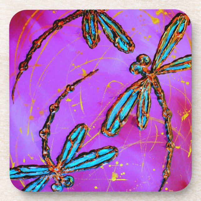 Porta-copo Dragonfly Flor Elétrico Rosa (Frente)