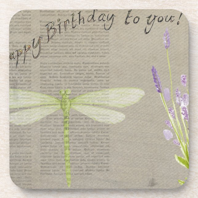 Porta-copo dragonfly happy birthday (Frente)