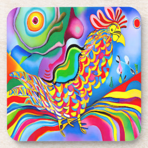 Porta-copo "Dreamscape Bird". Um cockerel surreal de abstrato