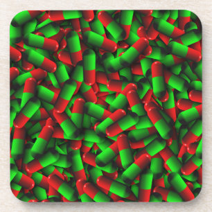 Porta-copo drogas de pílulas verdes vermelhas
