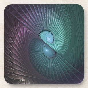 Porta-copo Duas Espirais Coloridas Arte Fractal Abstrata Mode