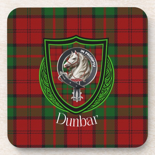 Porta-copo Dunbar Scottish Clan Tartan & Crest (Frente)