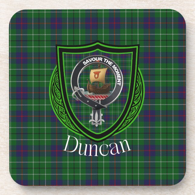 Porta-copo Duncan Scottish Clan Tartan & Crest (Frente)